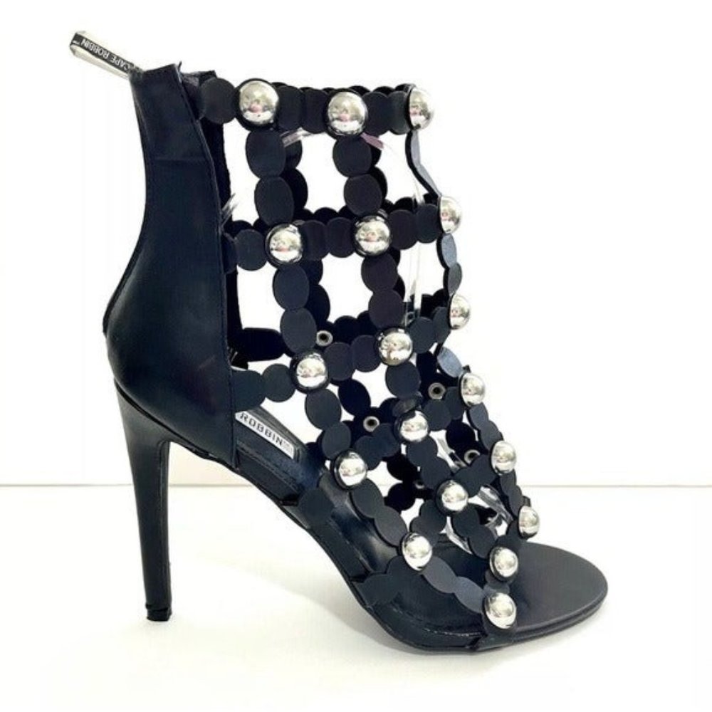 Cape Robbin Black Studded Heels Shoes #9